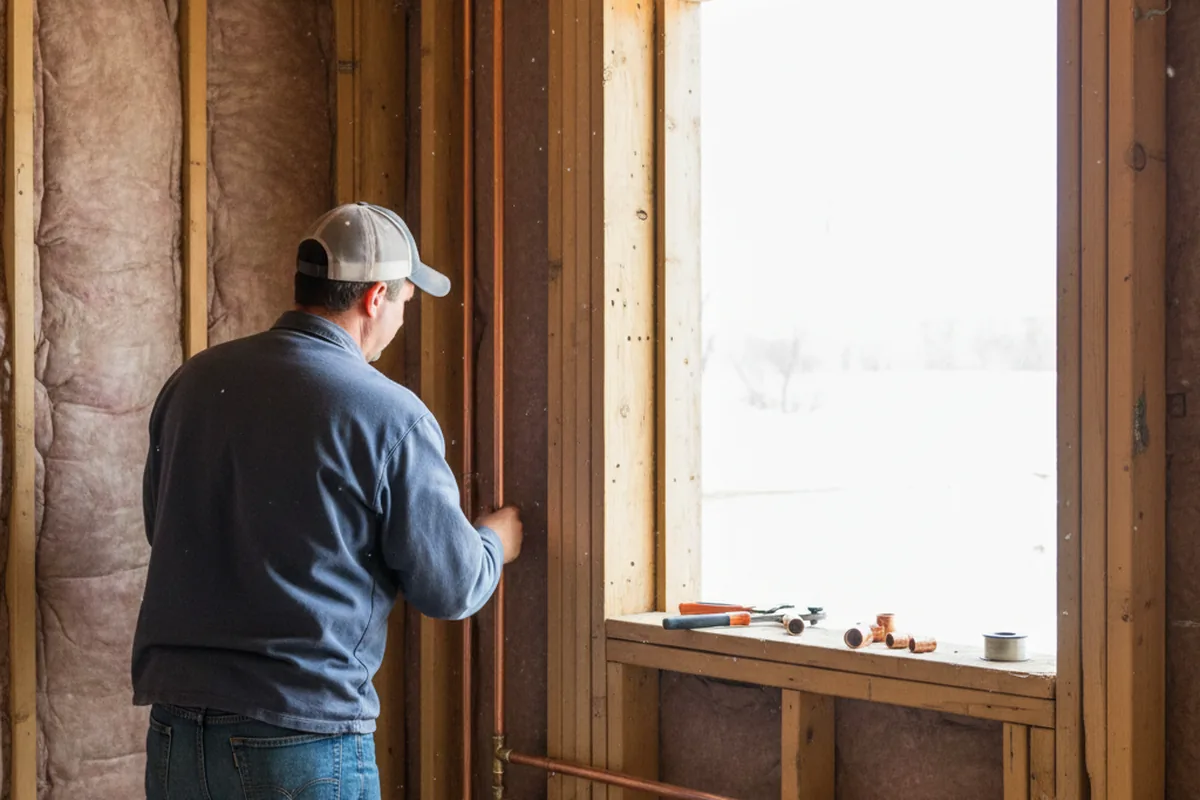 Licensed plumber running new copper supply lines in a Delano home